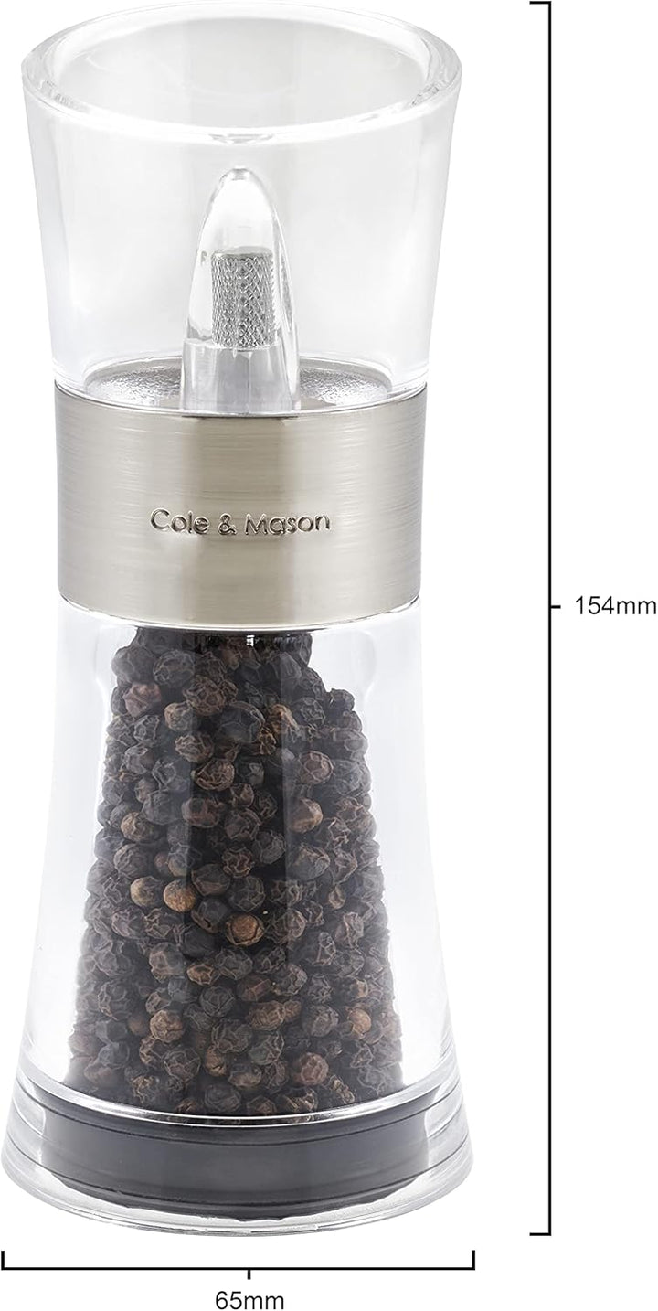 Cole & Mason Flip 180 Chrom Salz und Pfeffermühle, 2er Set Manuell, Gewürzmühle, Acryl, 154mm, Class