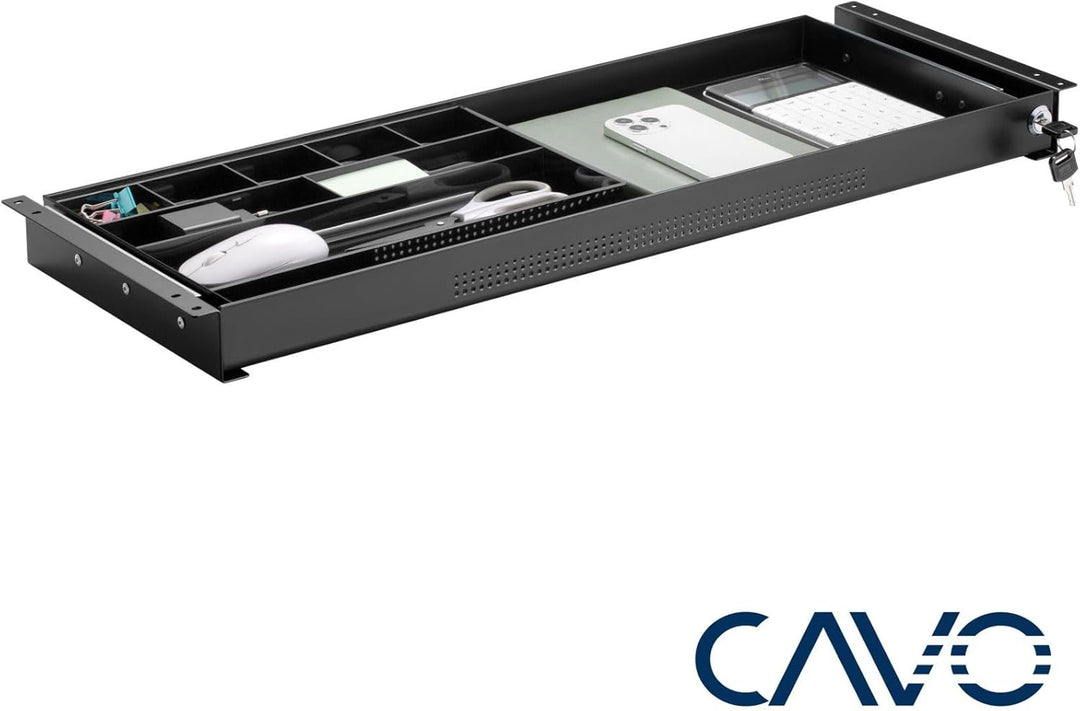 CAVO Dokumentenschublade abschliessbar aus Stahl 740 x 250 mm, inkl. Schubladeneinsatz schwarz, Schr