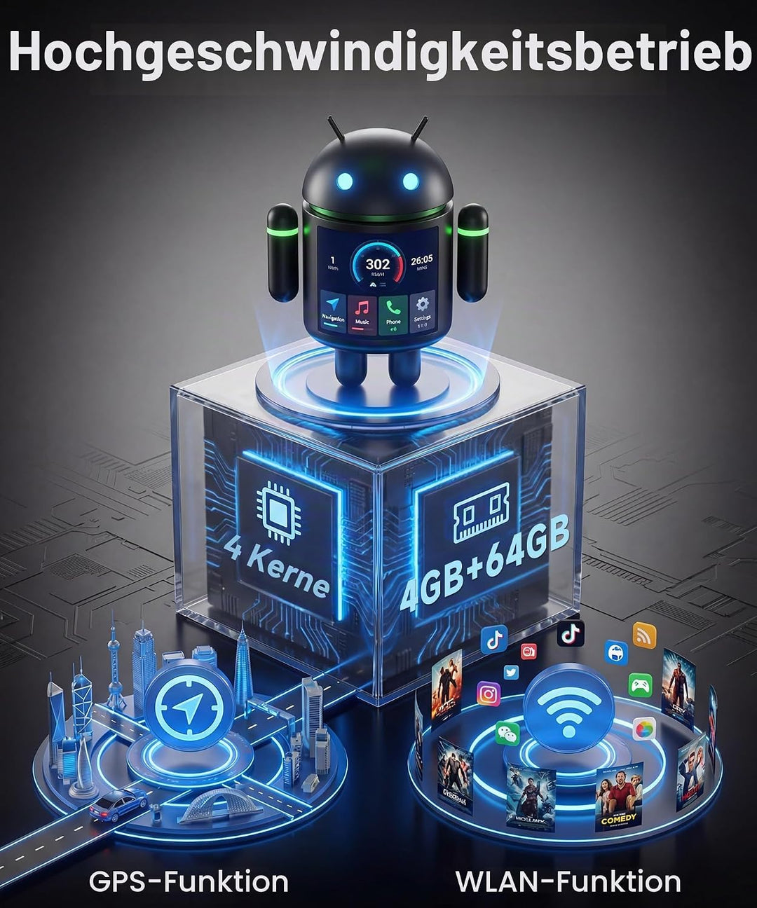 VECHTEL 4G+64G Android 15 Klaviertasten Autoradio 1 Din, 7&