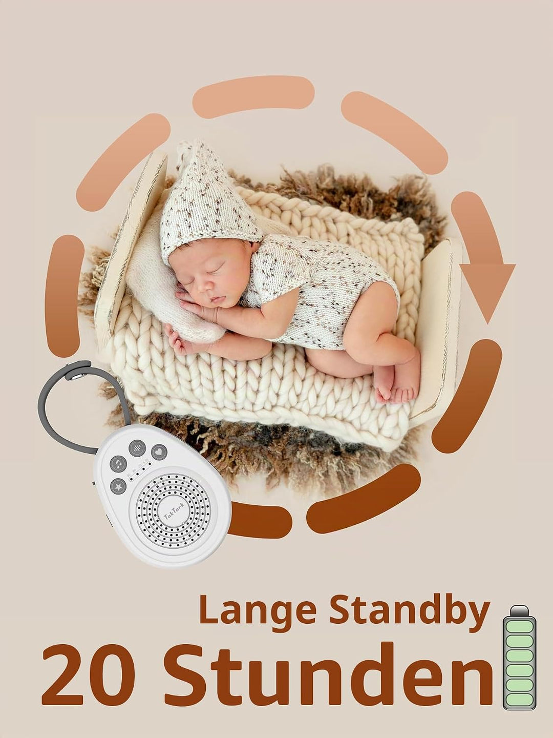 TakTark Weisses Rauschen Baby Tragbar mit Akku für Kinder &amp; Erwachsene, White Noise Machine Baby mit