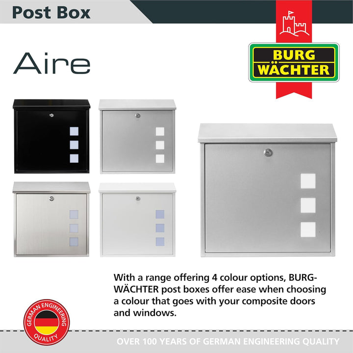 Sterling Aire Briefkasten, Stahl, silberfarben, Silber