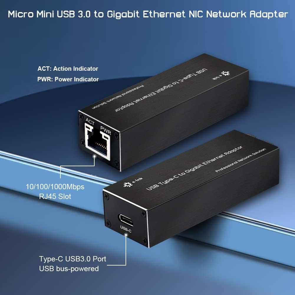Throncom USB 3.0 auf Gigabit Ethernet NIC Netzwerkadapter, 10/100/1000Mbps USB auf Typ-C LAN Laptop