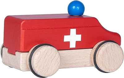 JamsoDesign PuzzleMobil Krankenwagen klein I Holzspielzeug ab 1 Jahr I Holzauto aus Buche in 5 Teile