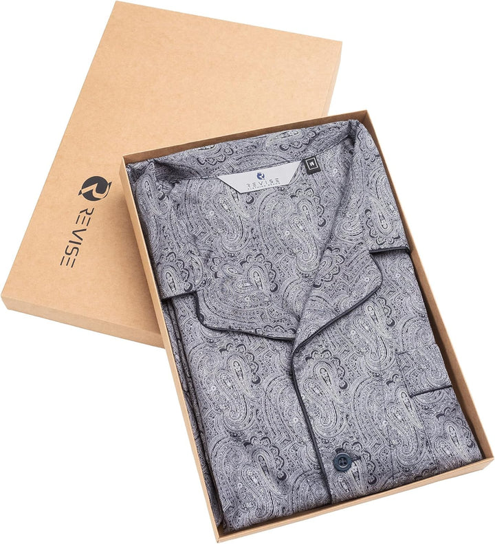Revise RE-950 Kurzer Herrenpyjama - Schlafanzug für Herren - Pyjama – 100% Baumwolle S Schwarz C2, S