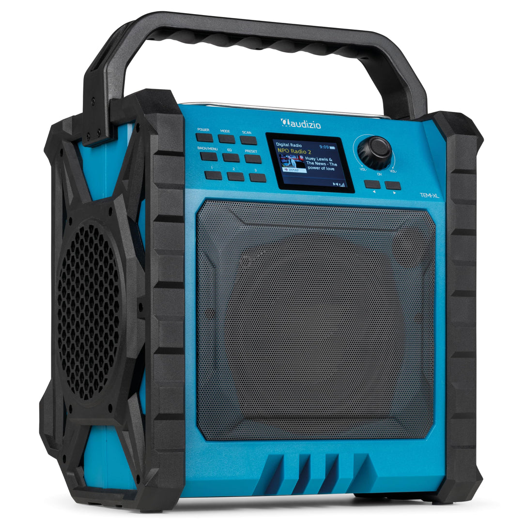 Audizio Jobsite XL - Baustellenradio DAB Plus Radio mit Bluetooth 5.0, Akku 15h, 200 Watt, IP54 Wass