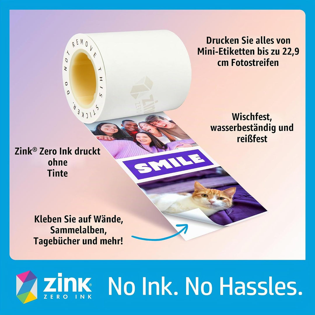 HP Sprocket Panorama Instant- Tragbarer Farbetiketten- und Fotodrucker (Grau). Personalisieren Sie D