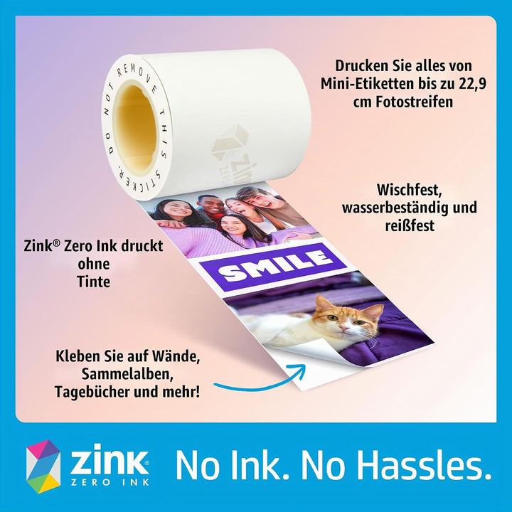 HP Sprocket Panorama Instant- Tragbarer Farbetiketten- und Fotodrucker (Grau). Personalisieren Sie D