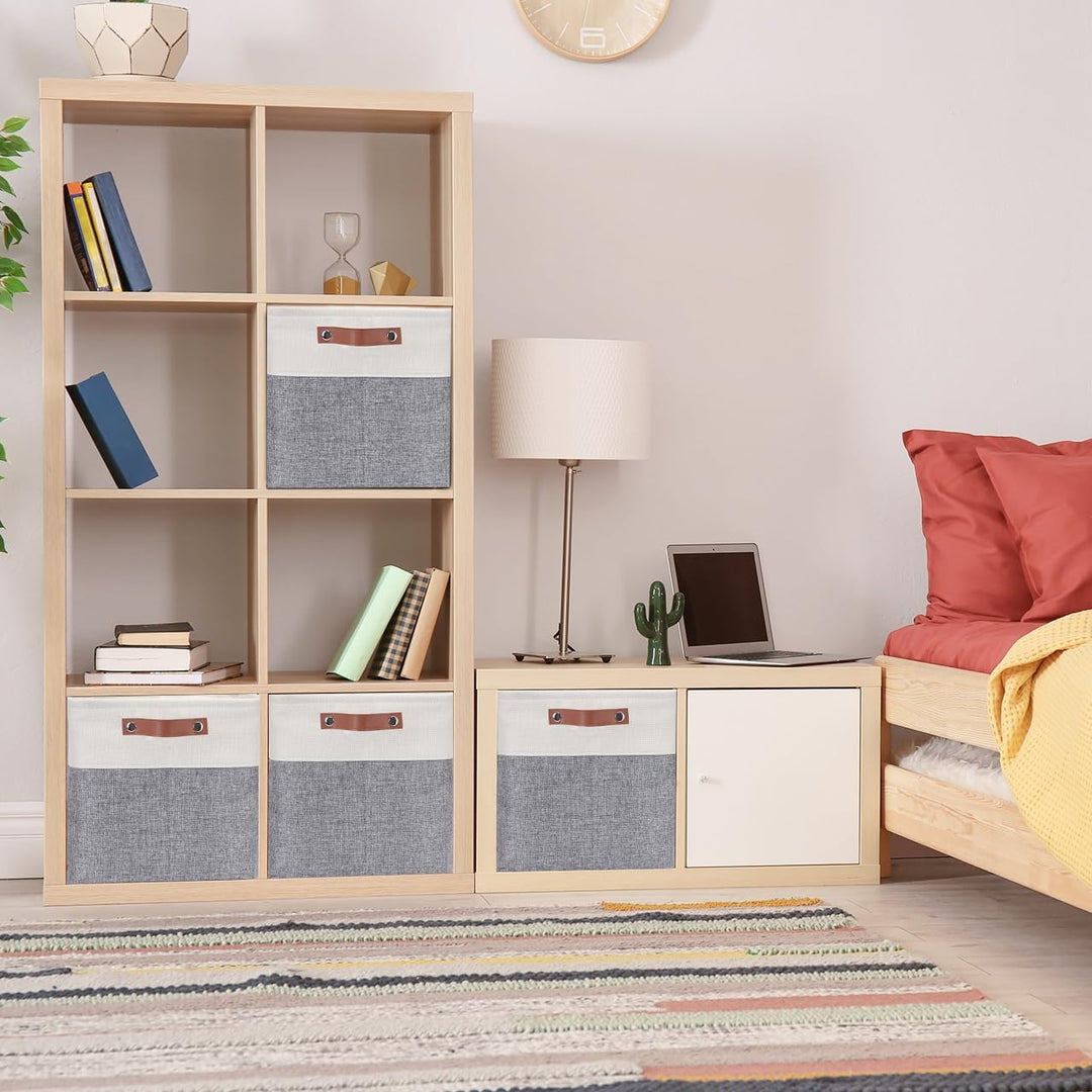 Mangata 4er-Pack Sotrage-Würfel, 28x28x28cm, Weiss & Grau 28cm-4pcs Grau Weiss, 28cm-4pcs Grau Weiss
