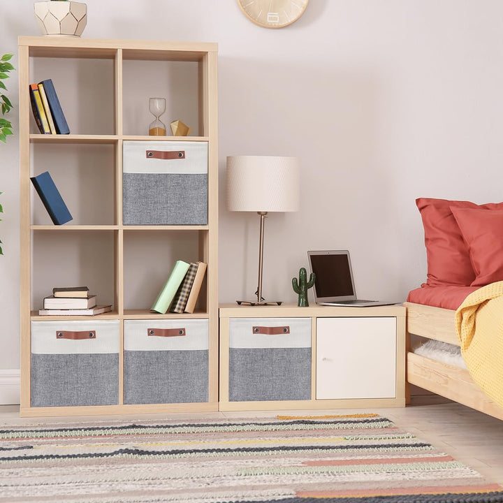 Mangata 4er-Pack Sotrage-Würfel, 28x28x28cm, Weiss & Grau 28cm-4pcs Grau Weiss, 28cm-4pcs Grau Weiss