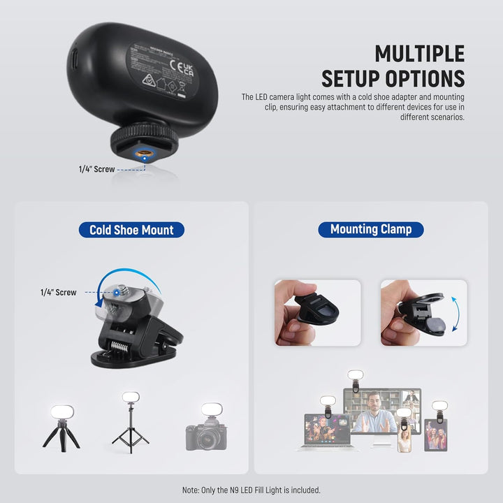 NEEWER BASICS Selfie Licht, Tragbares Handy Videolicht, 3W Clip on kleine LED Videoleuchte, Cold Sho