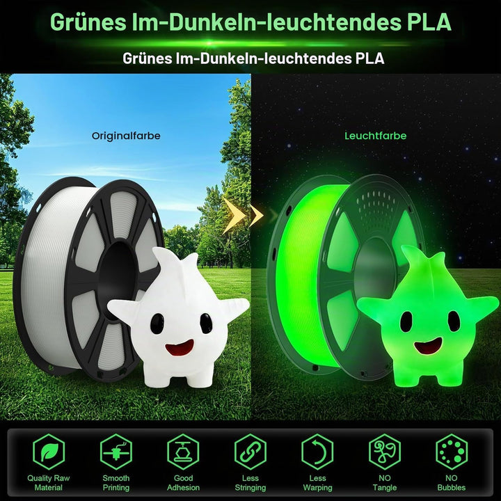 GIANTARM Leuchtet PLA Filament 1,75 mm,Glow In The Dark, Massgenauigkeit: ±0,02 mm, 3D-Druck-Filamen