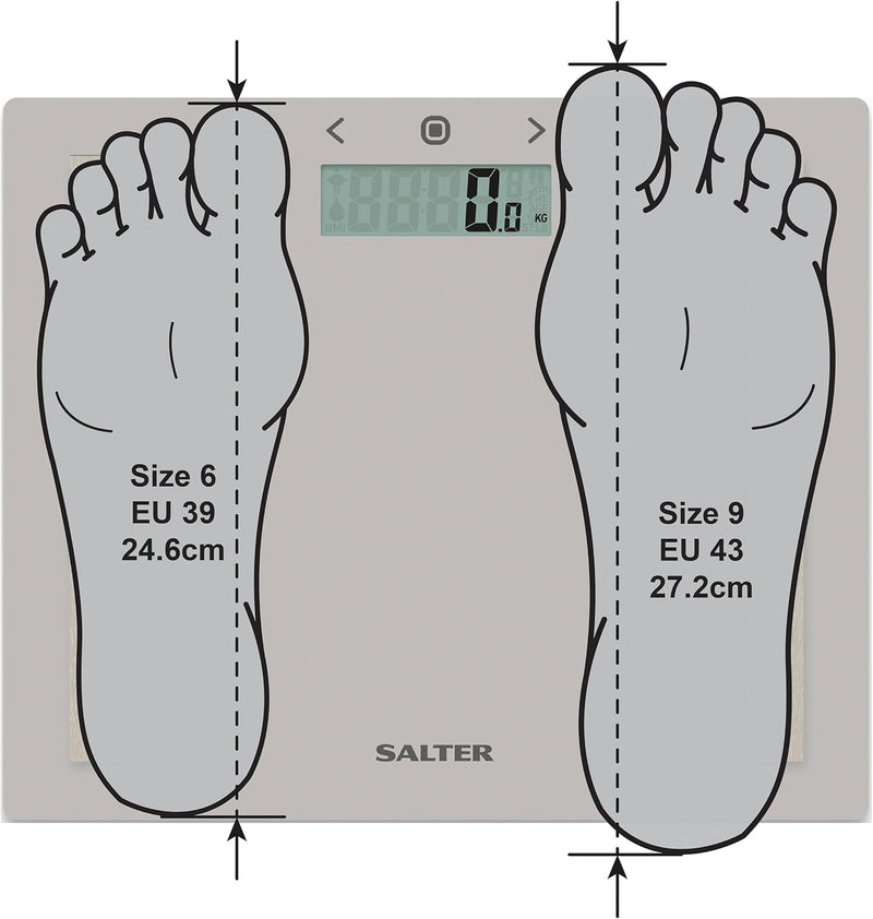 Salter 9113 GY3R kompakte Glas körperfettanalyse digital personenwaage - max.150kg, 8 Benutzer, Athl