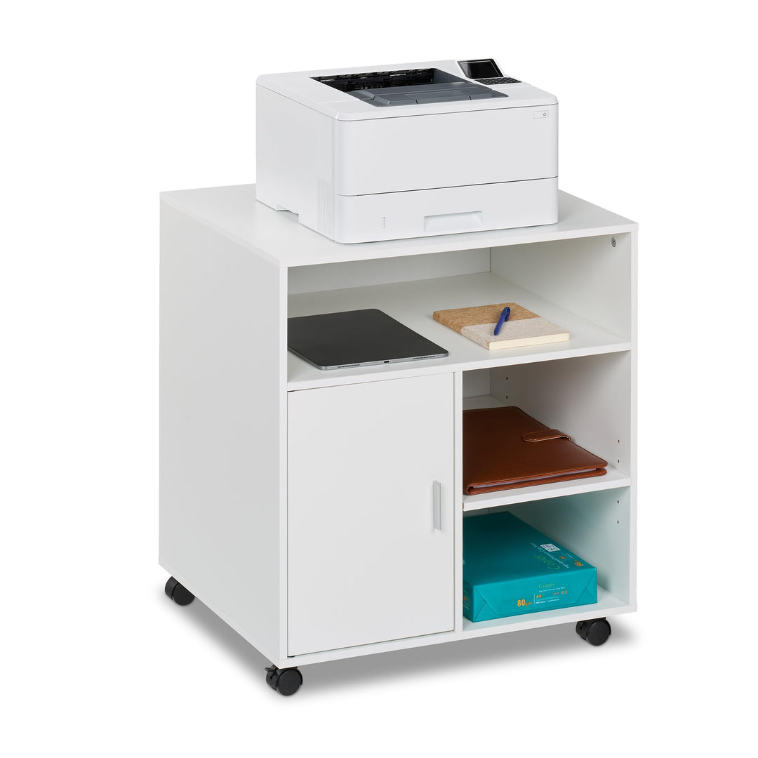 Relaxdays Rollcontainer mit 5 Fächern & Tür, Büro Beistellcontainer, mit Rollen, Büroschrank, HBT: 6