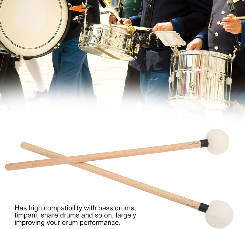 2 Stück Trommelschlägel Filzschlägel Sticks Ahorngriff Holzschlägel Percussion Sticks für Bassdrums