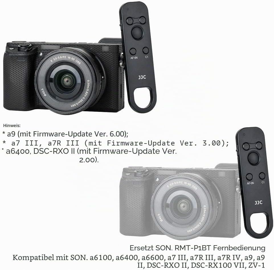 JJC RMT-P1BT Bluetooth Fernbedienung Kabelloser Fernauslöser für a7 IV III ZV-1 ZV-1F A7C II, A7C R,