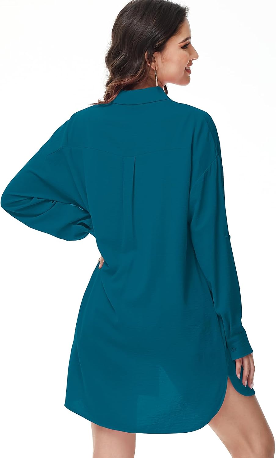 Tanmolo Damen Bluse V-Ausschnitt Hemdbluse Langarm Lässiges Hemd zum Knöpfen Langarmshirt Casual Obe
