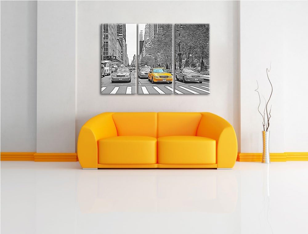viele Taxis in New York schwarz/weiss Spezial 3-Teiler Leinwandbild 120x80 Bild auf Leinwand, XXL ri