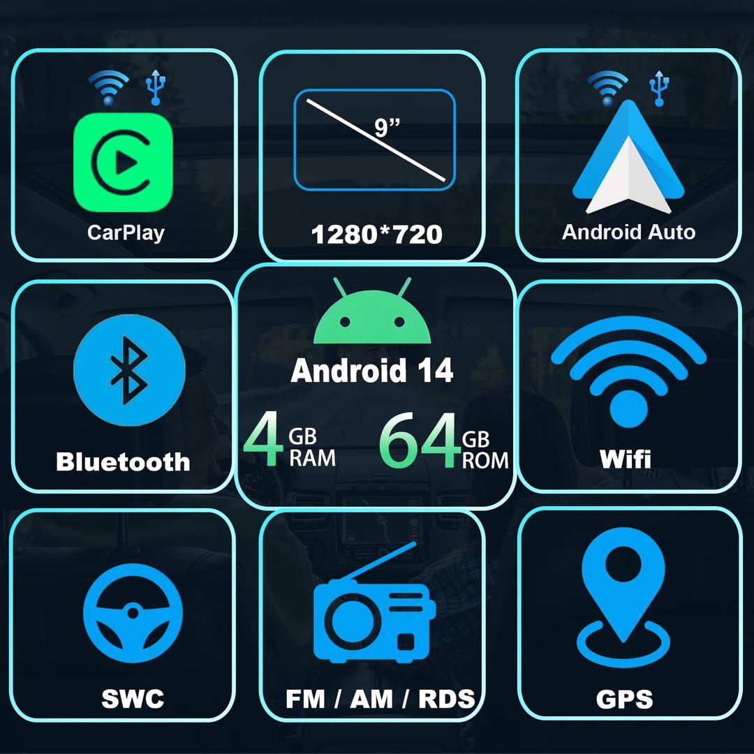 Android Autoradio Bluetooth mit Bildschirm(9”) für VW Golf 5 6 T5 Polo 6r Caddy Passat Touran Seat,