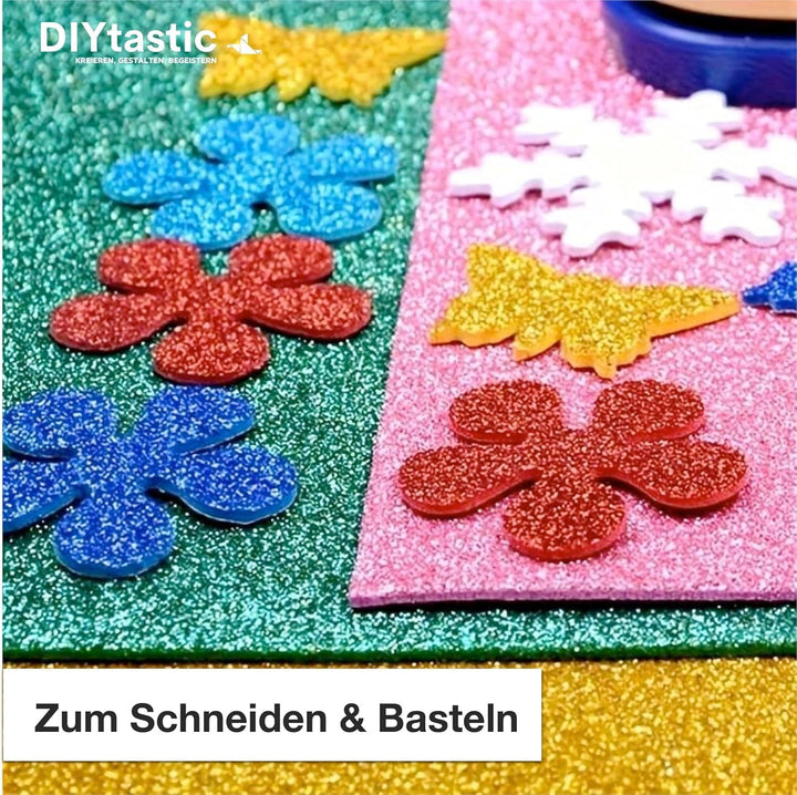 Bastelfreund® 250x Blatt - Glitzerpapier Glitterpapier 250 g/m² - A4 Kopierpapier Druckerpapier bunt