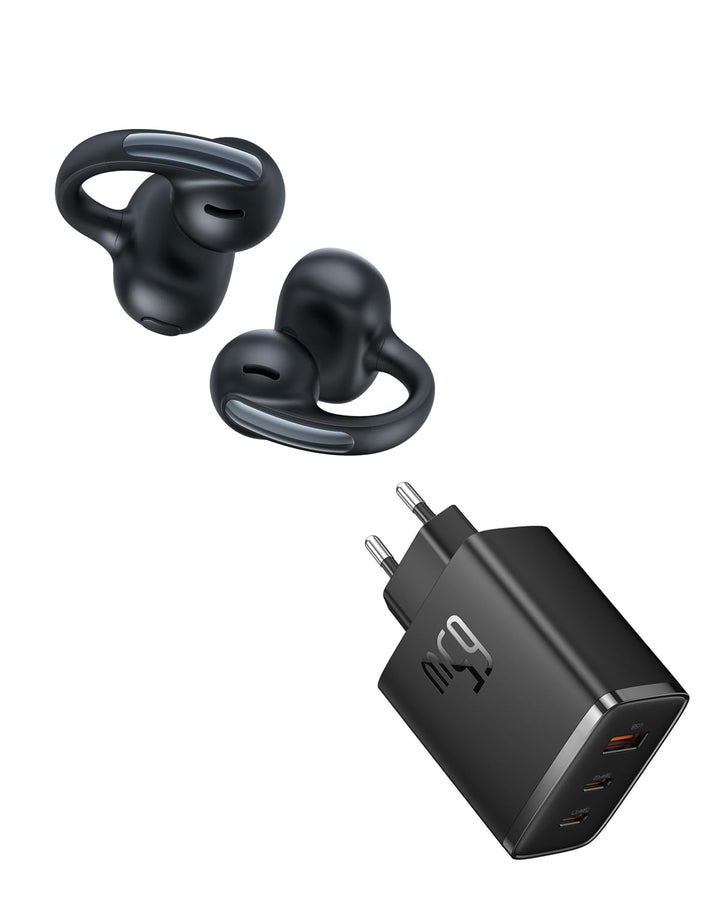 Baseus Bowie MC1 Open-Ear Clip-On Kopfhörer 65W GaN 3-Port Schnellladegerät – Kabelfrei hören & blit