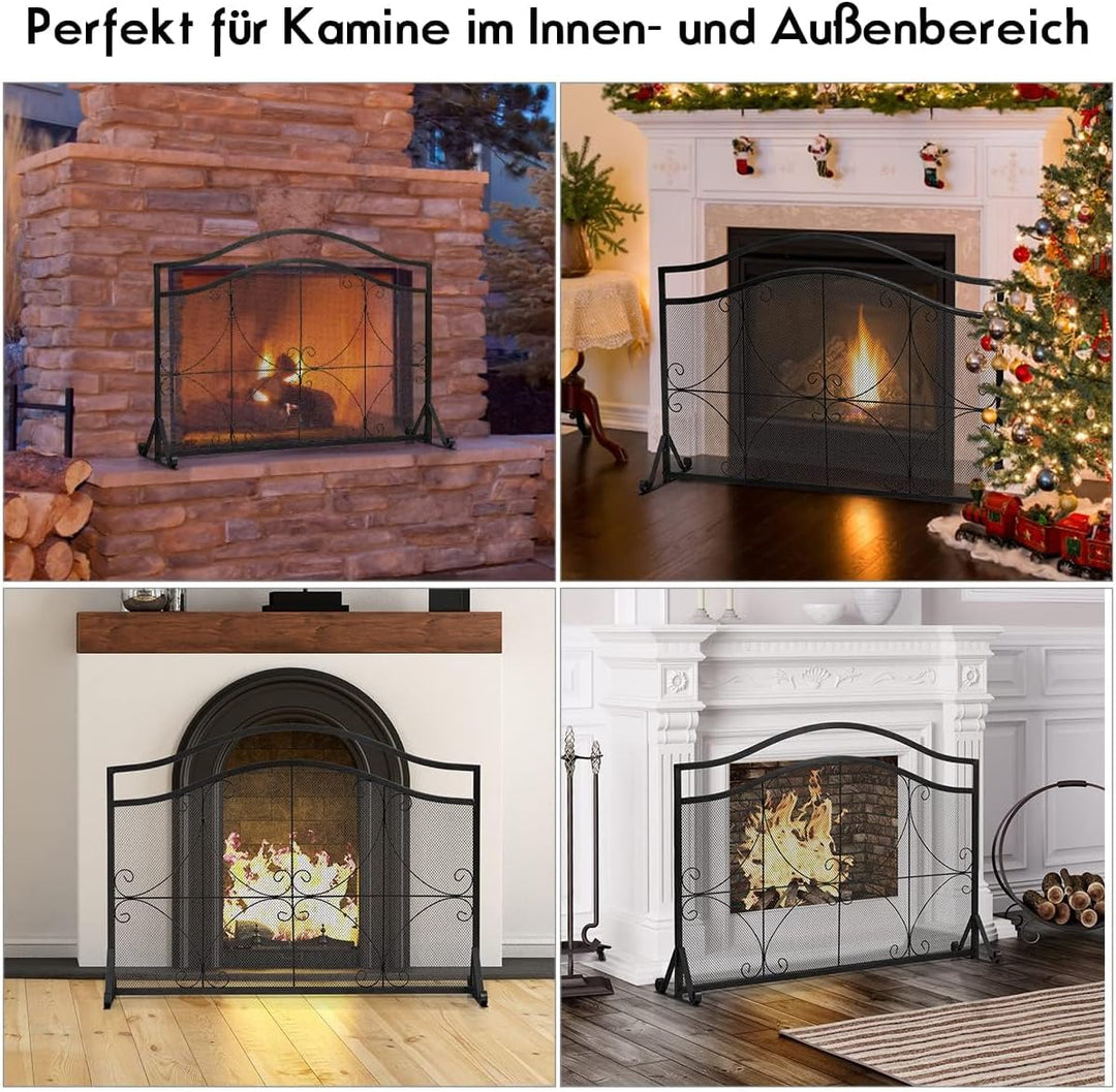 COSTWAY Kaminschutzgitter, Funkenschutz aus Metall, Feuer Kaminschutz, Kamingitter Funkenschutzgitte