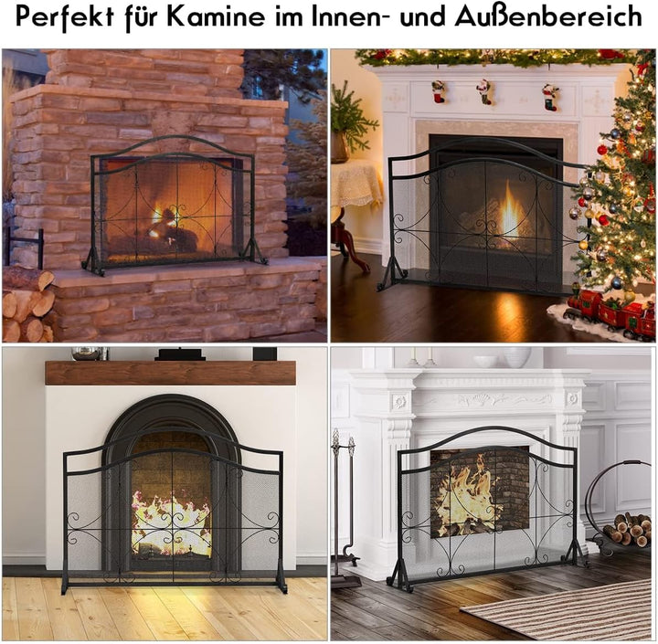 COSTWAY Kaminschutzgitter, Funkenschutz aus Metall, Feuer Kaminschutz, Kamingitter Funkenschutzgitte