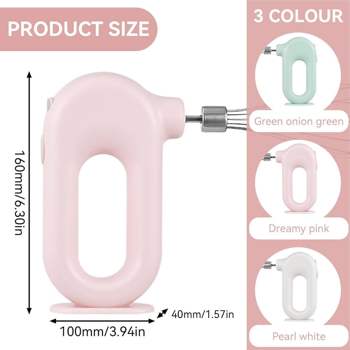 Kabelloser Handmixer Elektrischer, Edelstahl-Schwingbesen Mini-Eierschläger 4-Gang-Einstellbarer Min