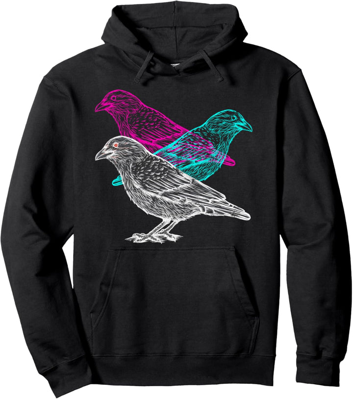 Rabe Retro Vaporwave Vogel Lover Aesthetic Black Krähe Pullover Hoodie