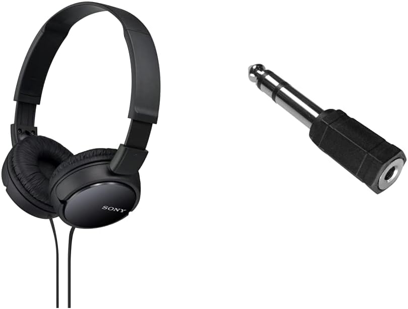 Sony MDR-ZX110 Faltbarer Bügelkopfhörer, schwarz, 25 & PremiumCord Adapter 6,3 mm Stereostecker auf