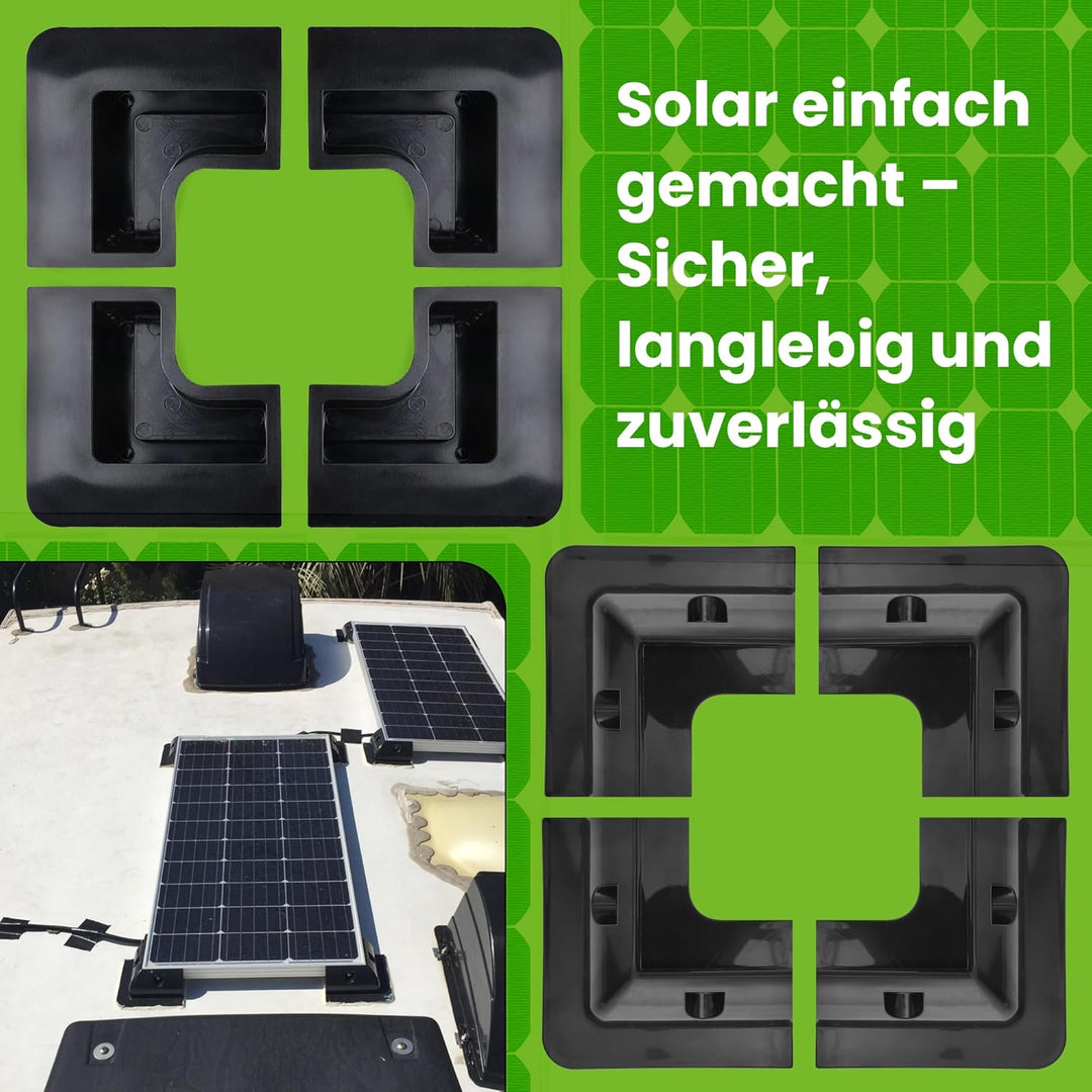 Offgridtec 4er Set ABS Eckprofil 150x150mm, Montage-Seitenklammern, 8 Edelstahlschrauben mit Unterle
