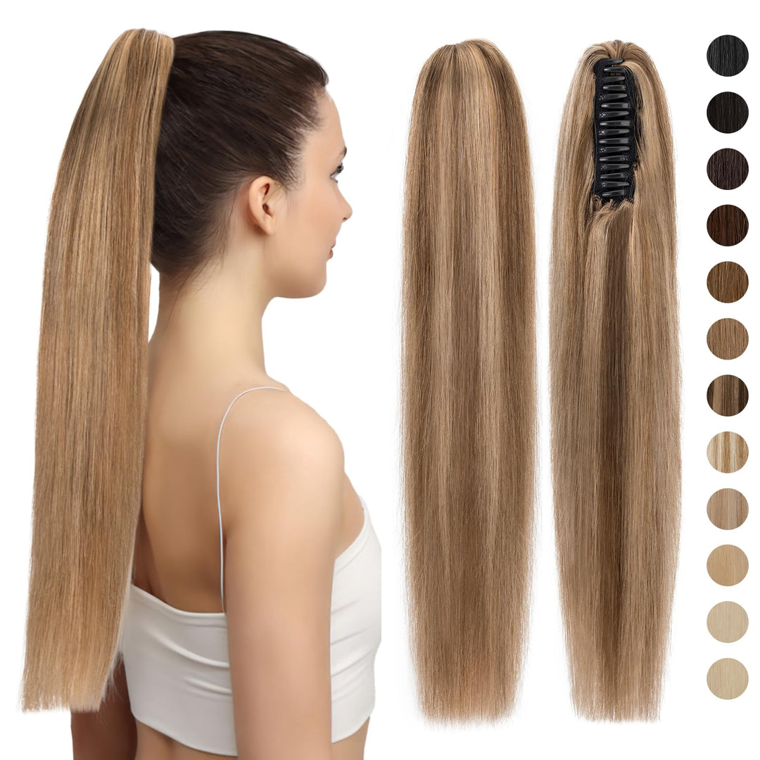 Haarteile Echthaar Ponytail Extension Clip in Pferdeschwanz Extensions Echthaar Glatt Zopf Haarverlä