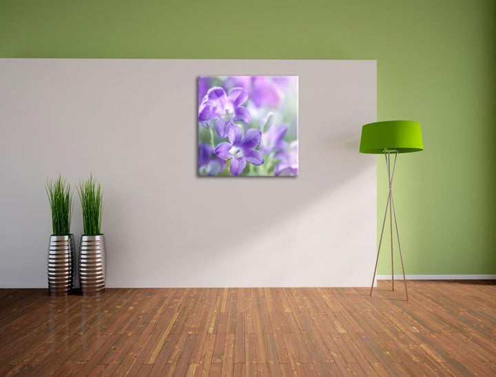 Lilane Lavendelblumen, Format: 70x70 auf Leinwand, XXL riesige Bilder fertig gerahmt mit Keilrahmen,