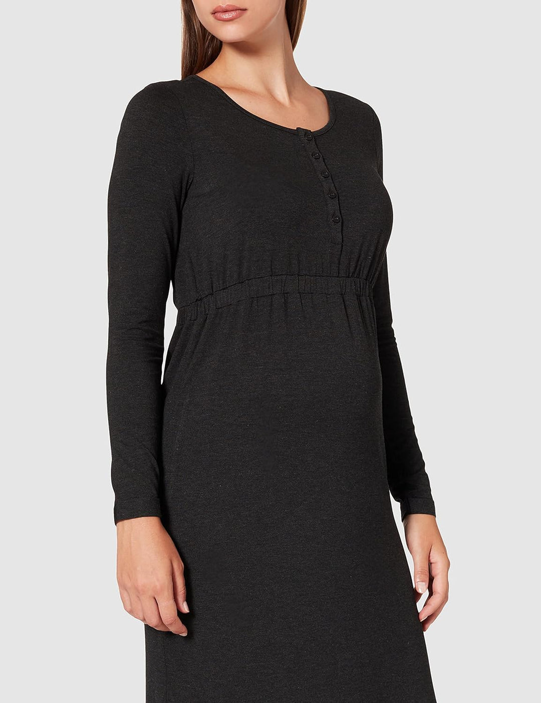 ESPRIT Maternity Damen Dress Ls Kleid 36 Anthracite Melange - 005, 36 Anthracite Melange - 005