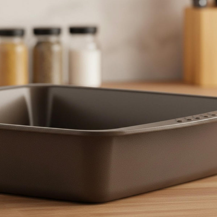 Pyrex Bräter Handlich Metall asimetria grossen rechteckig 40 x 31 cm, braun, 1