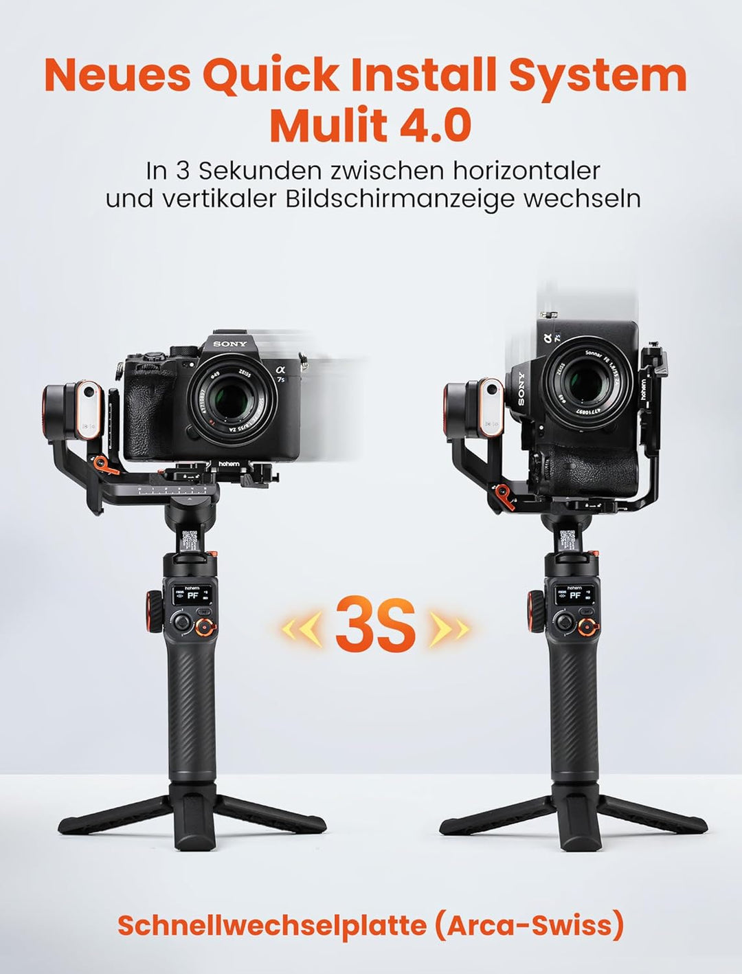 Hohem iSteady MT2 Kit, Gimbal Kamera, 3-Achsen Gimbal Stabilizer für Kamera Spiegellose Action Cam S