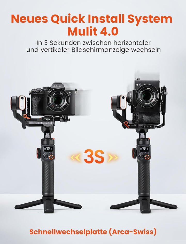 Hohem iSteady MT2 Kit, Gimbal Kamera, 3-Achsen Gimbal Stabilizer für Kamera Spiegellose Action Cam S
