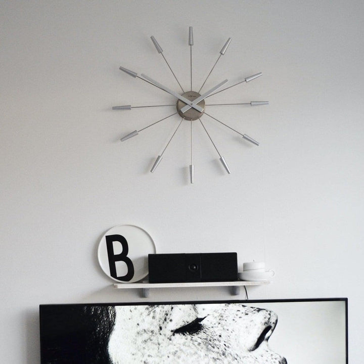 Nextime 2610zi Wanduhren, Metall und Kunststoff, Silberfarben, Ø 58 cm