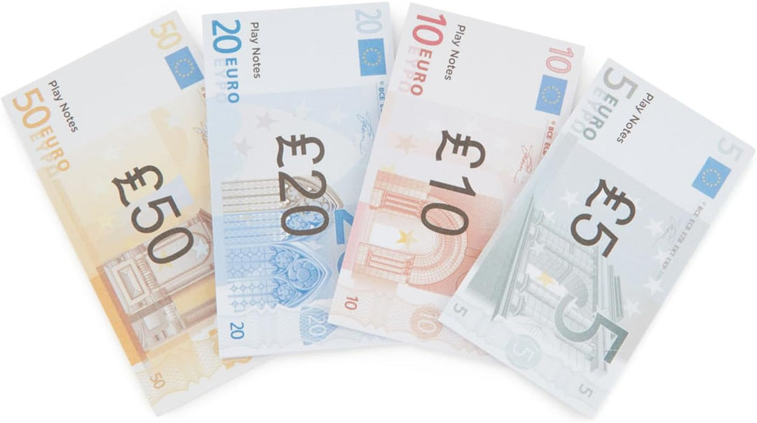 Casdon Spielgeld- & Spielzeugkarten-Set (€), Komplettes Geld-Spielzeugset, Enthält 80 Spielscheine u