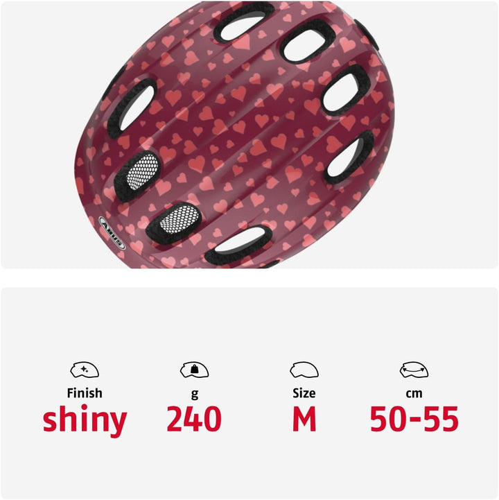 ABUS Kinderhelm Smiley 2.0 - Robuster Fahrradhelm für Mädchen und Jungs M (50-55 cm) rose princess,