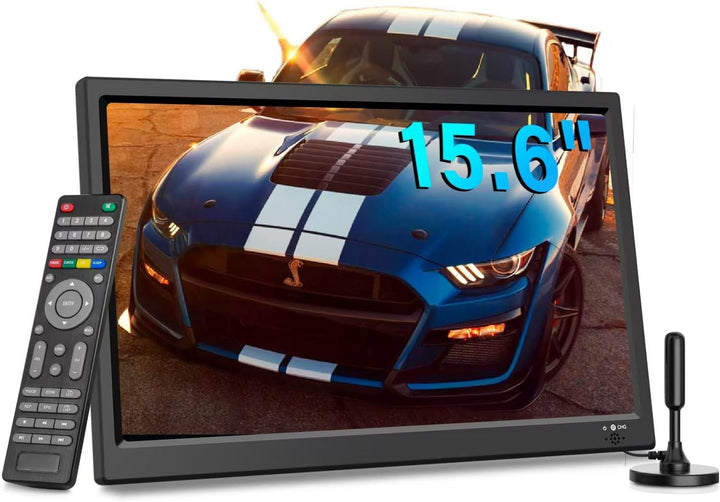 KCR Tragbarer Digitalfernseher, 12 V DVB-T2 TV, HDMI/AV/USB-Eingänge, Fernbedienung, 12 V Kfz-Ladege