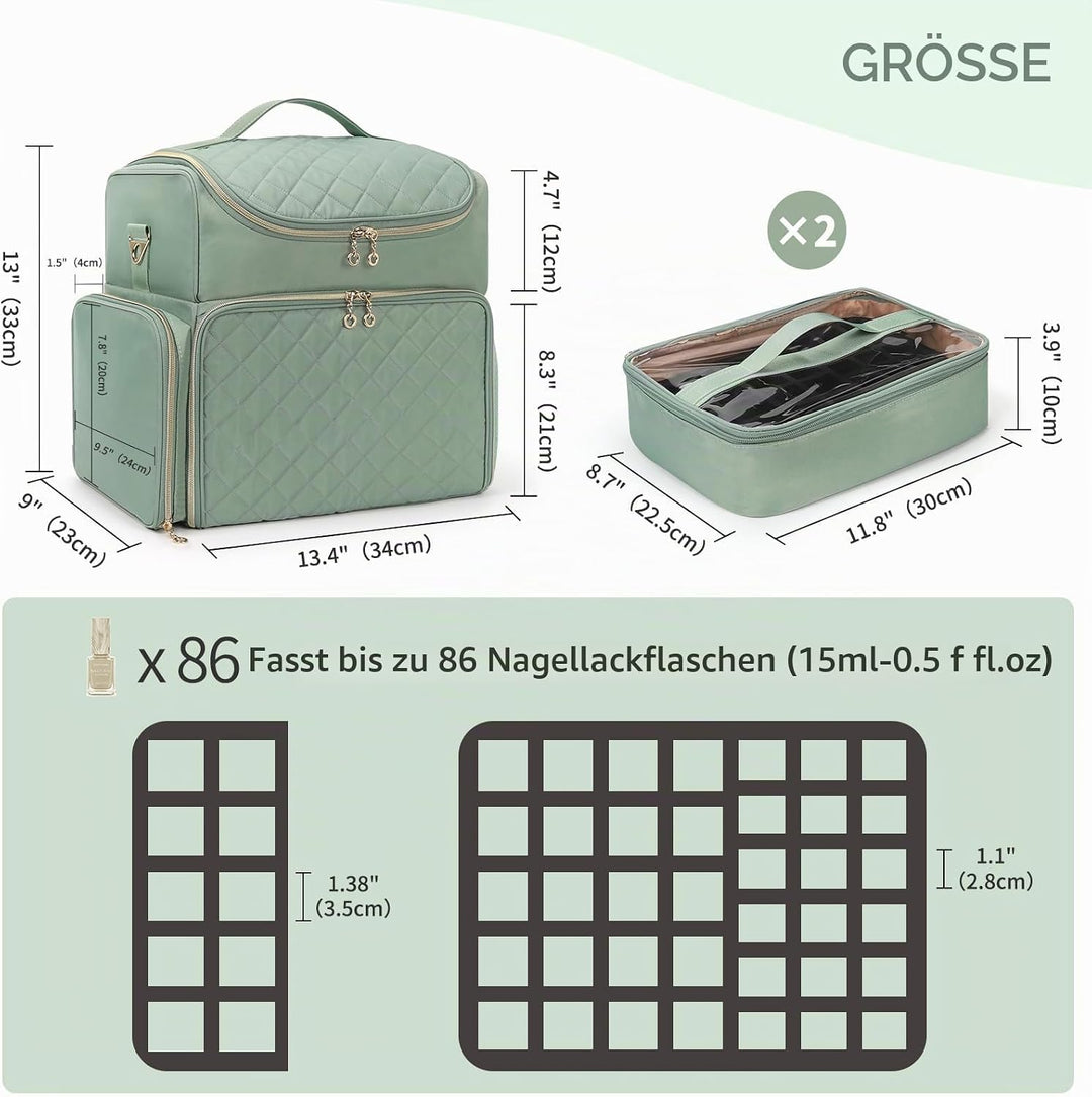 Nagelkoffer mit Extra Grosser Kapazität – Nagellack Koffer für 86 bis 100+ Flaschen &amp; Nagellampe, Do