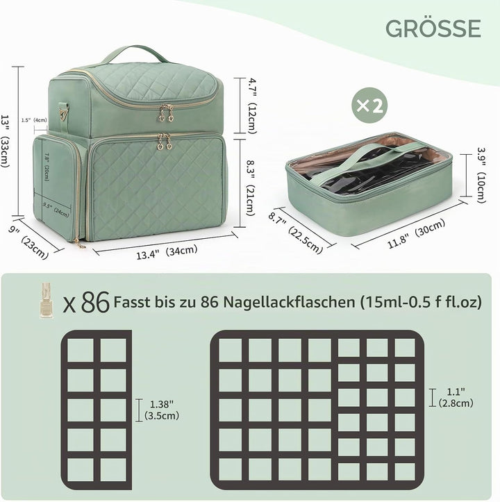 Nagelkoffer mit Extra Grosser Kapazität – Nagellack Koffer für 86 bis 100+ Flaschen &amp; Nagellampe, Do