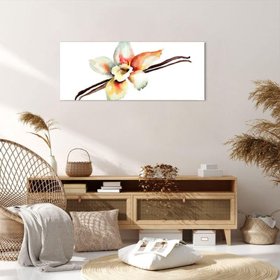 Panorama Bilder auf Leinwand 100x40cm Leinwandbild Vanille Gewürz Blume Pflanze Gross Wanddeko Bild