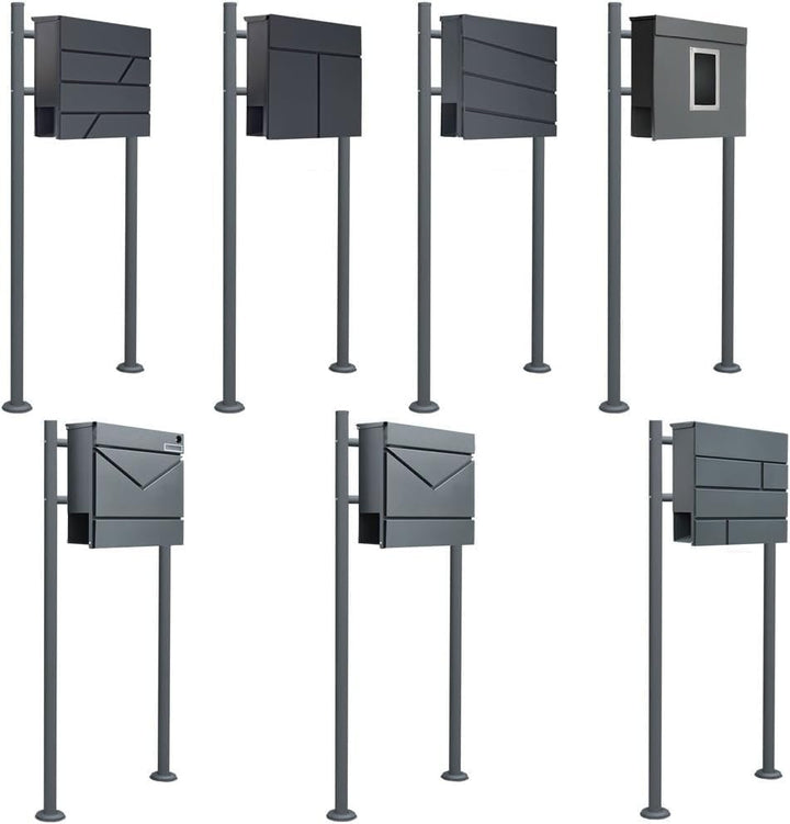 Standbriefkasten Briefkasten Anthrazit Grau Stahl Edelstahl Zeitungsrolle Freistehend V2Aox Auswahl,