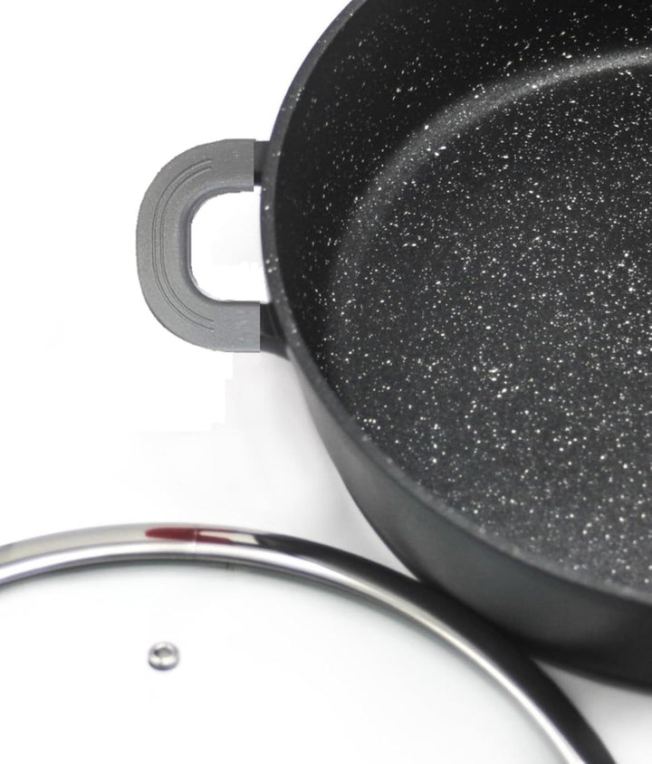 Alu Guss Oval Bräter ø38cm Induktion Topf Schmortopf Marmorbeschichtung