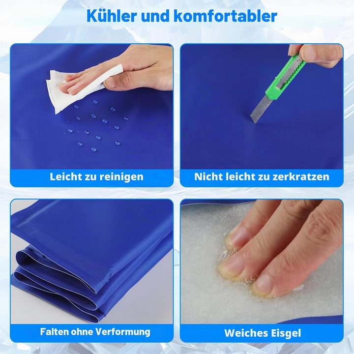 Selbstkühlende Kühldecke für Hunde 90x50cm, Sicher und Nicht-Giftiges Gel, ideal für Sommer, Zuhause