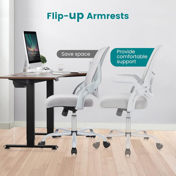 DUMOS Bürostuhl Ergonomisch, Schreibtischstuhl mit Lendenwirbelstütze, Verstellbaren Armlehnen Drehs