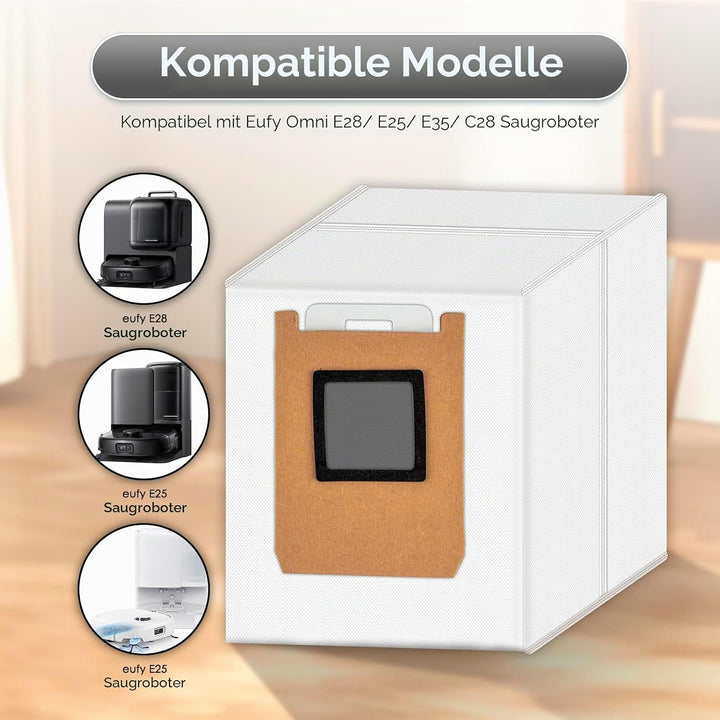 (15 Stück) E28 C28 Ersatz Staubsaugerbeutel kompatibel mit Eufy Omni E28/ E25/ C28 Roboter-Staubsaug