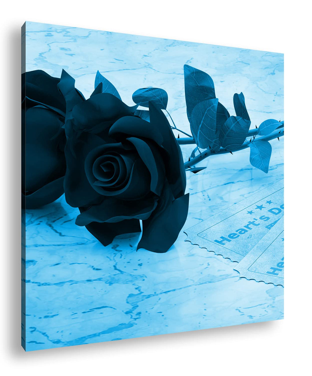 deyoli romantische Rosen Format: 40x40 Effekt: Monocrome Blau als Leinwand, Motiv fertig gerahmt auf
