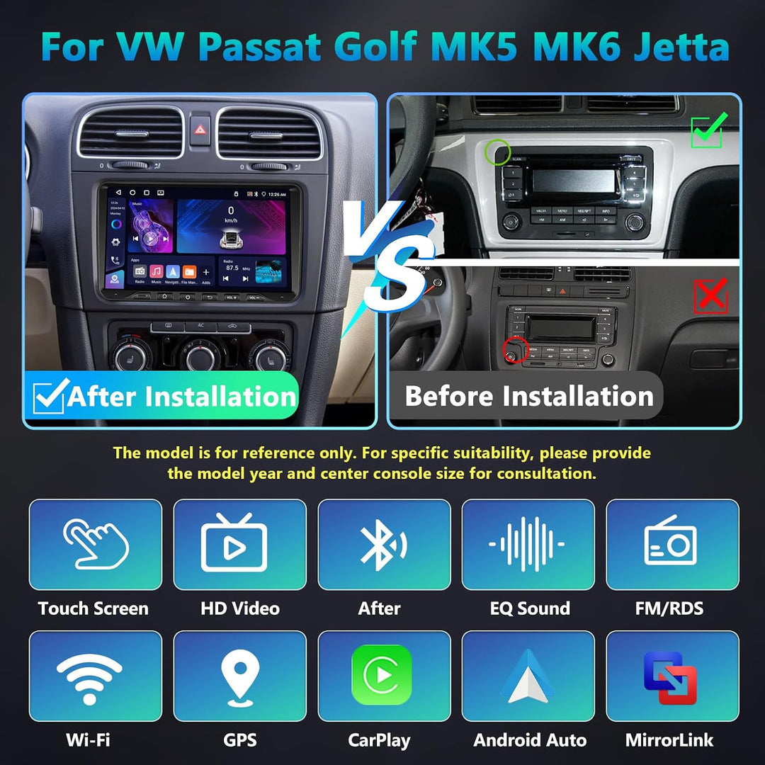 DAB Autoradio 4GB+64GB Type-C für VW Passat B6 T5 Golf 5 6 Polo 6R Tiguan T5 Jetta Seat Skoda, Kabel